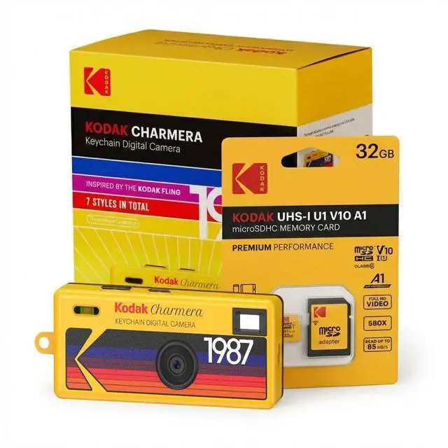 Main image of Charmera Key Chain Digital Camera (Random Style Blind Box, Single Camera) with 32GB Memory Card Bundle (2 Items)