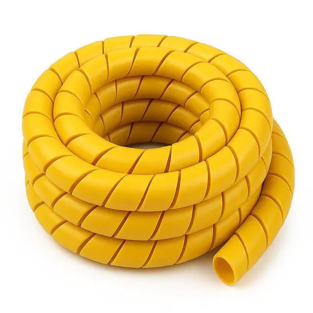 Alt view image 2 of 4 - 1.5 Inch Heavy Duty Spiral Wrap HDPE Flexible Plastic Cable Sleeve Hose Protector 25 Feet - Yellow