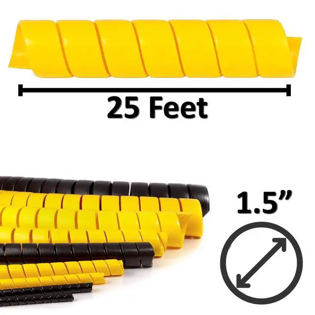Alt view image 3 of 4 - 1.5 Inch Heavy Duty Spiral Wrap HDPE Flexible Plastic Cable Sleeve Hose Protector 25 Feet - Yellow