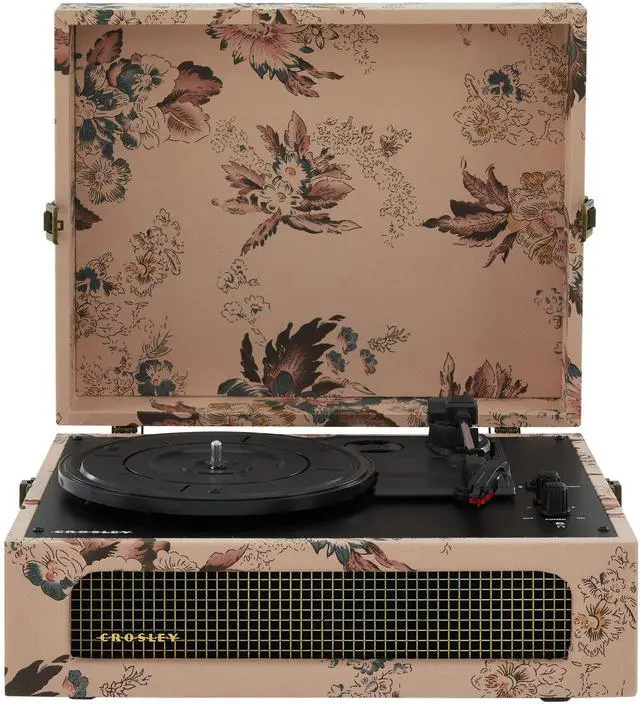 Main image of CR8017B-FL Voyager Vintage Portable Vinyl Record Player Turntable with Bluetooth in/Out and Built-in Speakers, Floral