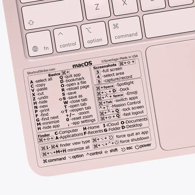 Main image of 100pcs (Universal/Neo/Air/Pro) Mac OS Reference Keyboard Shortcut Sticker, Laminated Vinyl - for MacBook/iMac/Mini (Clear/Pack of 100)