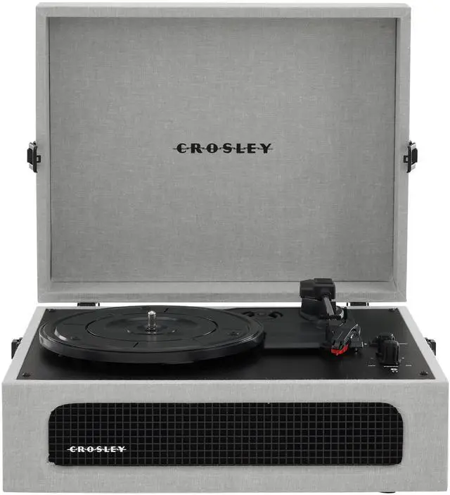 Main image of CR8017B-GY Voyager Vintage Portable Vinyl Record Player Turntable with Bluetooth in/Out and Built-in Speakers, Gray
