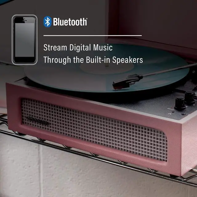 Alt view image 4 of 4 - CR8017B-AM Voyager Vintage Portable Vinyl Record Player Turntable with Bluetooth in/Out and Built-in Speakers, Amethyst