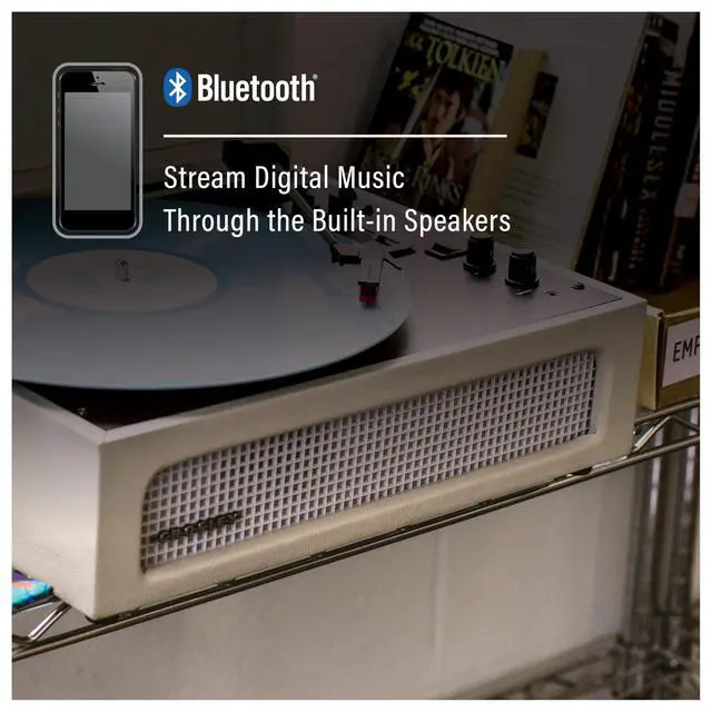Alt view image 4 of 4 - CR8017B-DU Voyager Vintage Portable Vinyl Record Player Turntable with Bluetooth in/Out and Built-in Speakers, Dune