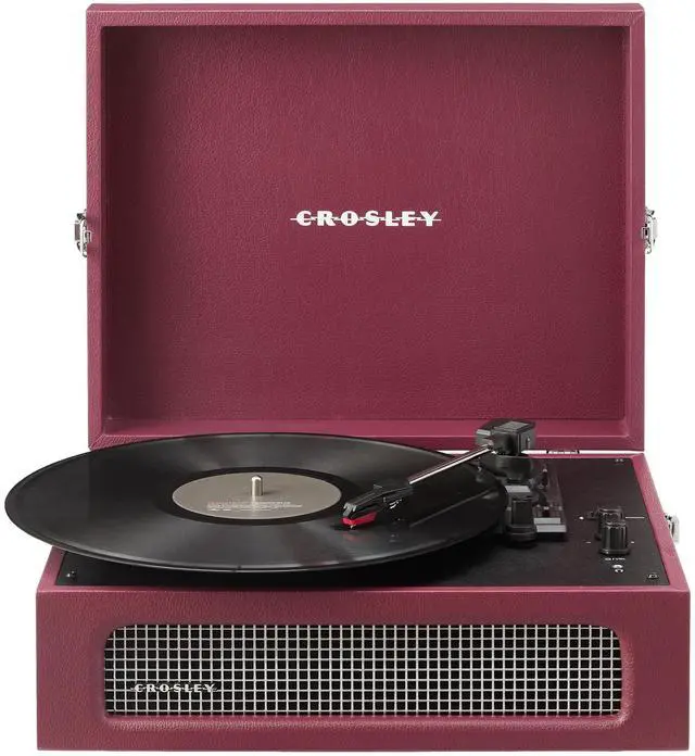 Main image of CR8017B-BU Voyager Vintage Portable Vinyl Record Player Turntable with Bluetooth in/Out and Built-in Speakers, Burgundy