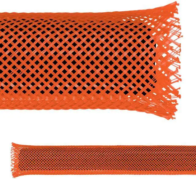Main image of 1/2" PET Expandable Braid Sleeving Flame Retardant Flexible Wire Mesh for Cord Management and Cable Protection - 250 Feet - Orange