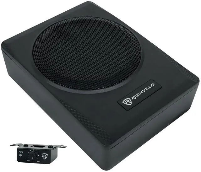 Main image of Slim Under-Seat Powered Subwoofer Built-in Amplifier, Aluminum Enclosure, Remote, Perfect for Car/Truck Audio (6.5")
