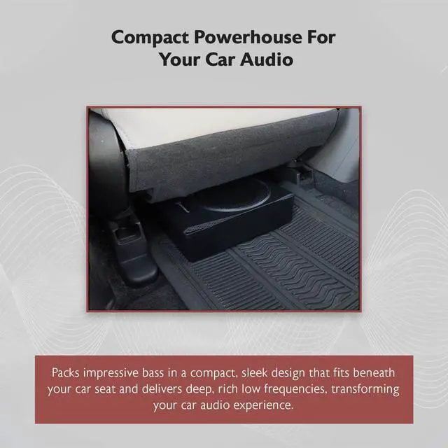 Alt view image 3 of 4 - Slim Under-Seat Powered Subwoofer Built-in Amplifier, Aluminum Enclosure, Remote, Perfect for Car/Truck Audio (6.5")