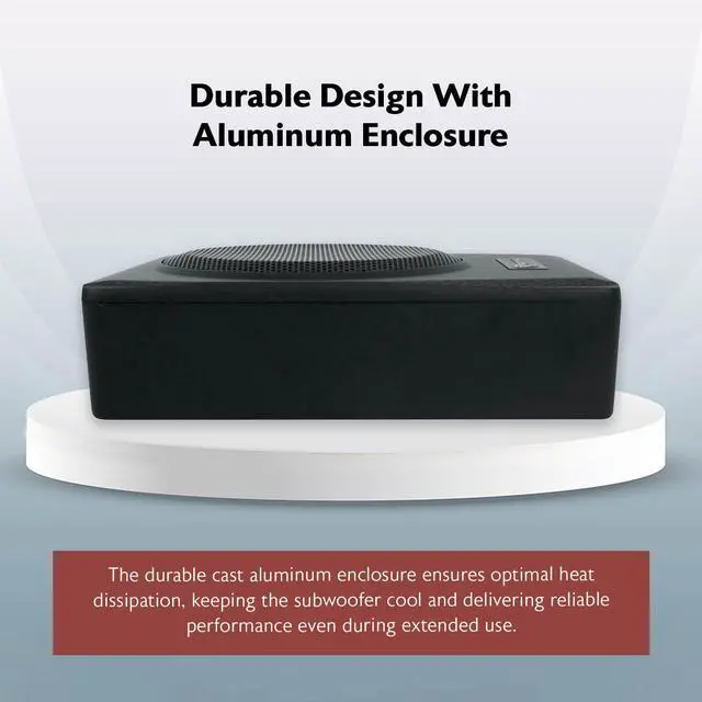 Alt view image 4 of 4 - Slim Under-Seat Powered Subwoofer Built-in Amplifier, Aluminum Enclosure, Remote, Perfect for Car/Truck Audio (6.5")
