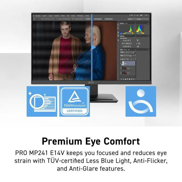 Alt view image 4 of 4 - PRO MP241 E14V 24-inch IPS 1920 x 1080 (FHD) Office Monitor, 144Hz, Free-Sync, HDMI, DisplayPort, VESA Mountable, Tilt, Speaker, 4-Side Slim Bezel 1ms, Black