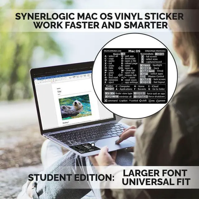 Alt view image 4 of 4 - 100 pcs (Universal/Neo/Air/Pro) Mac OS Reference Keyboard Shortcut Sticker, Laminated Vinyl - for MacBook/iMac/Mini (Black/Pack of 100)