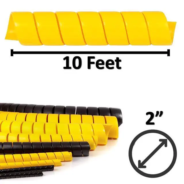 Alt view image 3 of 4 - 2 Inch Heavy Duty Spiral Wrap HDPE Flexible Plastic Cable Sleeve Hose Protector 10 Feet - Yellow