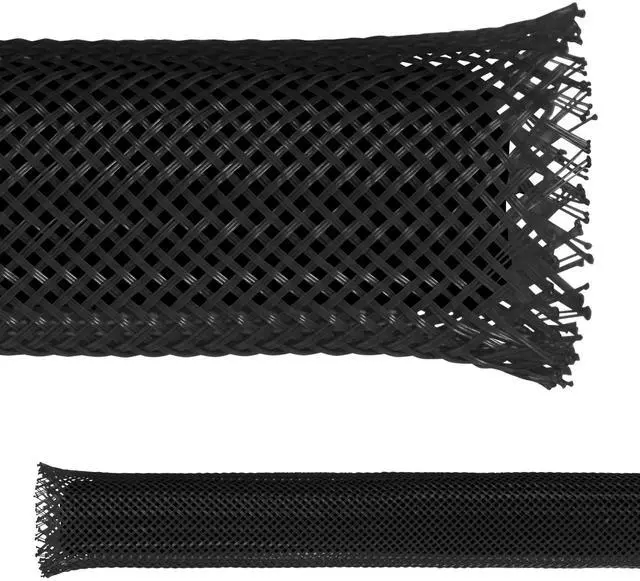 Main image of 1.25" PET Expandable Braid Sleeving Flame Retardant Flexible Wire Mesh for Cord Management and Cable Protection - 200 Feet - Black