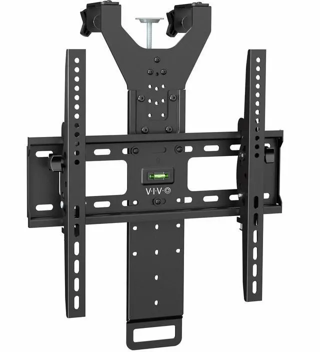 Main image of TV Hanger Bracket for 42 to 75 inch Flat and Curved Screens, Light Weight Steel Design, Height Adjustable Cross Bar, Loft Bed, Thin Door TV Mount, Max VESA 400x400, Black, MOUNT-TV02LB