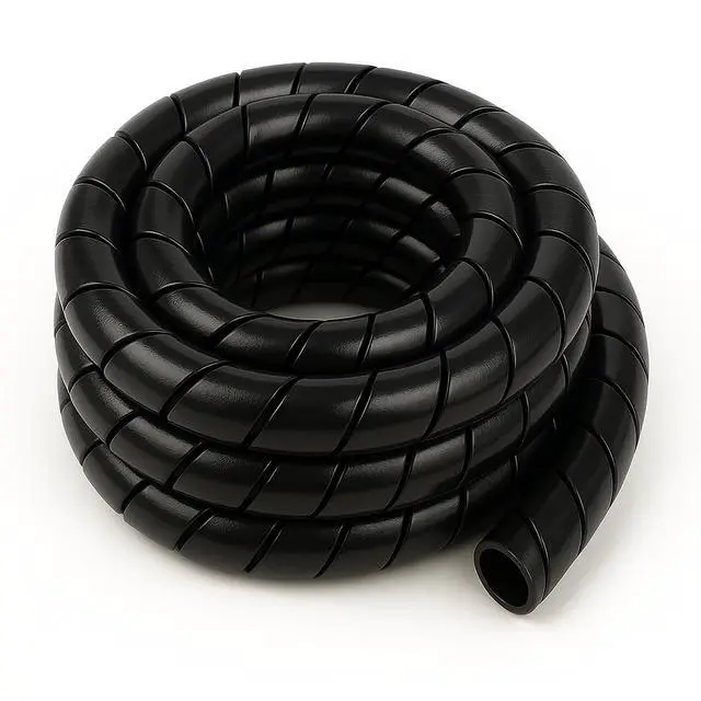 Alt view image 2 of 4 - 5/8 Inch Heavy Duty Spiral Wrap HDPE Flexible Plastic Cable Sleeve Hose Protector 50 Feet - Black
