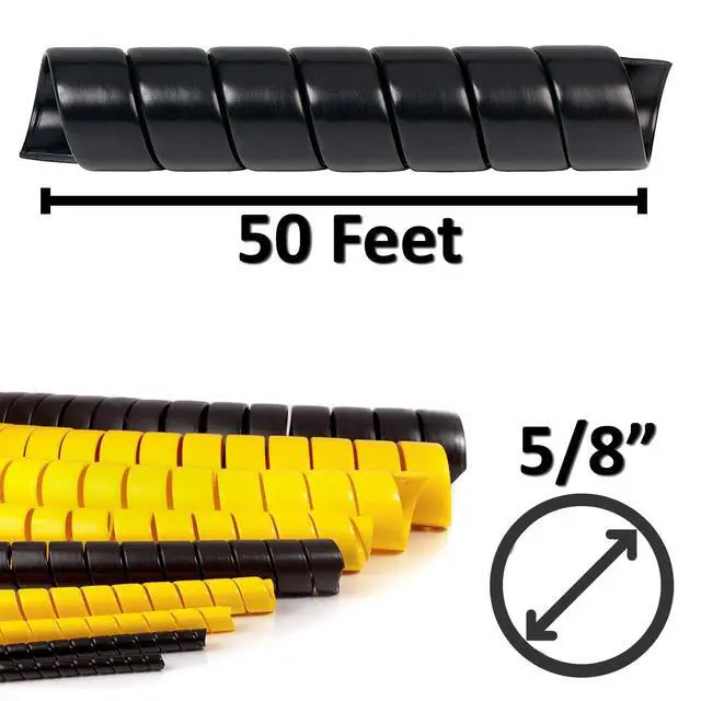 Alt view image 3 of 4 - 5/8 Inch Heavy Duty Spiral Wrap HDPE Flexible Plastic Cable Sleeve Hose Protector 50 Feet - Black