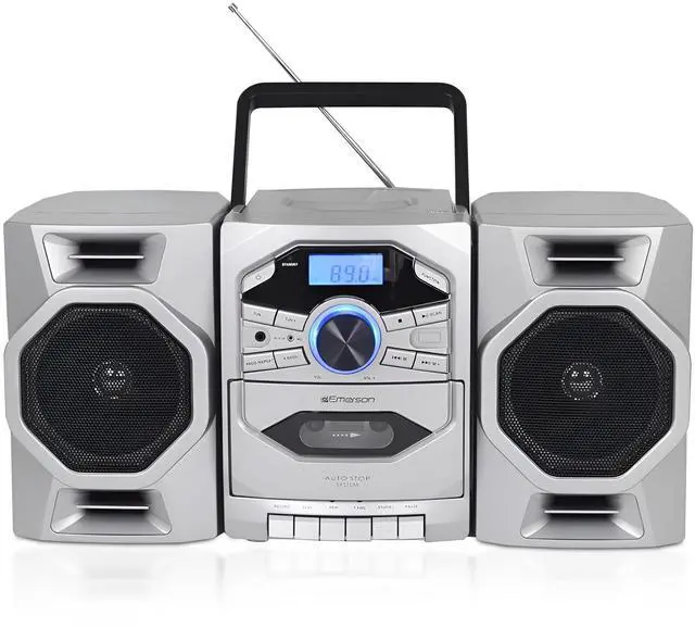 Main image of Portable CD Player Boombox with Cassette Player, Tape Recorder, AM/FM Radio, MP3 AUX Input, Detachable Speakers, AC/DC & Battery Operated Stereo System for Home, Travel, Indoor & Outdoor Use
