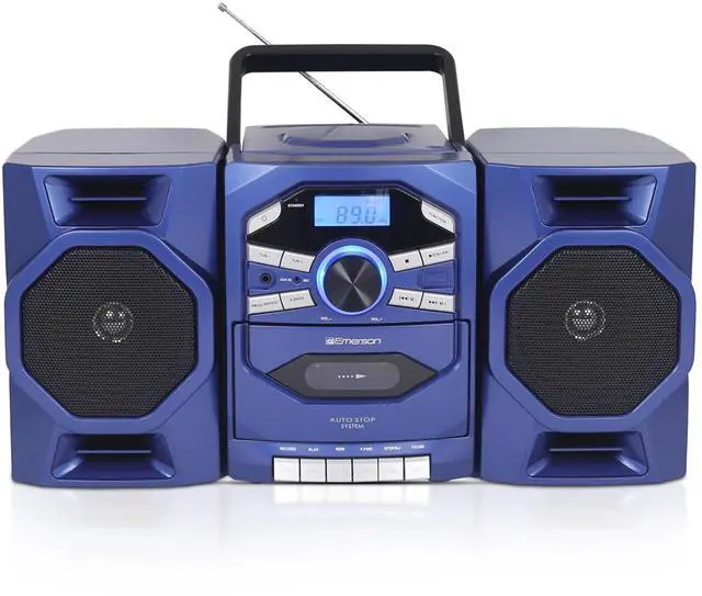 Main image of Portable CD Player Boombox with Cassette Player, Tape Recorder, AM/FM Radio, MP3 AUX Input, Detachable Speakers, AC/DC & Battery Operated Stereo System for Home, Travel, Indoor & Outdoor Use