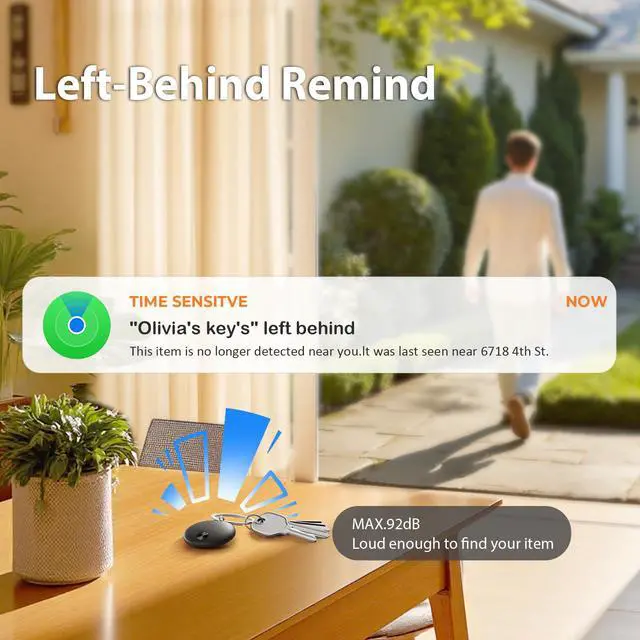 Alt view image 4 of 4 - Tracker Tags- 4 Pack, Bluetooth Trackers Works with Apple Find My APP (iOS Only), 92 dB Sound, Replaceable Battery, Smart Tracking Tag Keys Finder and Item Locator for Keys, Bags, Luggage, Wallet, etc