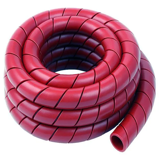 Alt view image 2 of 4 - 1 Inch Heavy Duty Spiral Wrap HDPE Flexible Plastic Cable Sleeve Hose Protector 25 Feet - Red