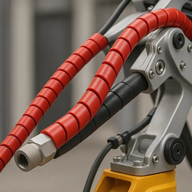 Alt view image 4 of 4 - 1 Inch Heavy Duty Spiral Wrap HDPE Flexible Plastic Cable Sleeve Hose Protector 25 Feet - Red