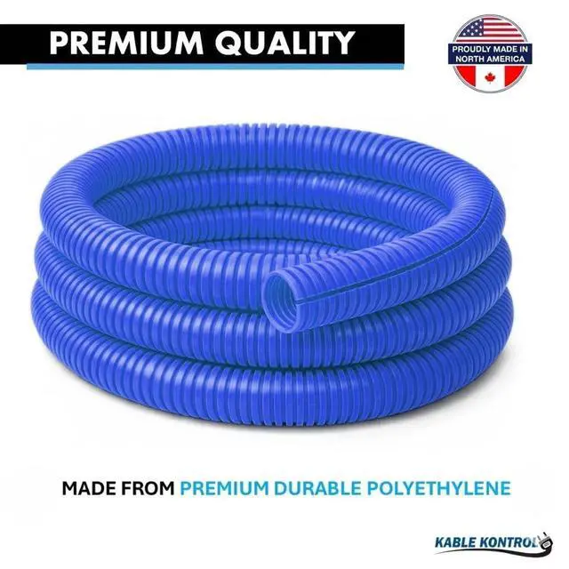 Alt view image 4 of 4 - Colored Split Wire Loom Tubing 1 Inch 100 Ft Long - Blue Wire Conduit Cover for Cords - Corrugated Tubing and Protector for Automotive Wires Durable Polyethylene