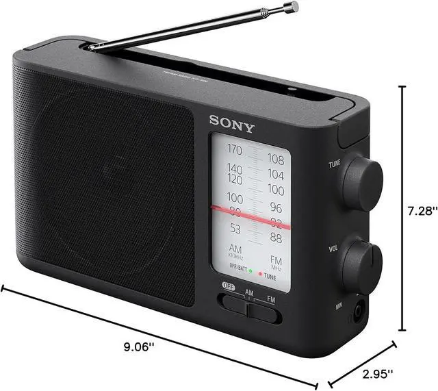 Alt view image 4 of 4 - ICF-506 Analog Tuning Portable FM/AM Radio, Black, 2.14 lb