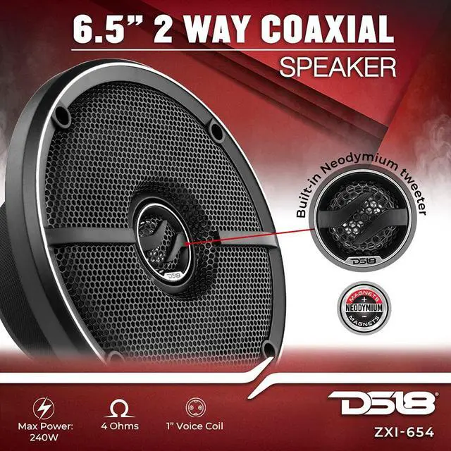 Alt view image 2 of 4 - ZXI-654 6.5" Car Audio Coaxial Speaker with Built in Neodymium Tweeter and Kevlar Cone 2 Way 240 Watts Max 4 Ohm (2 Speakers)