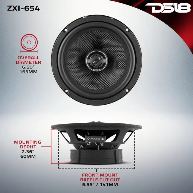 Alt view image 4 of 4 - ZXI-654 6.5" Car Audio Coaxial Speaker with Built in Neodymium Tweeter and Kevlar Cone 2 Way 240 Watts Max 4 Ohm (2 Speakers)