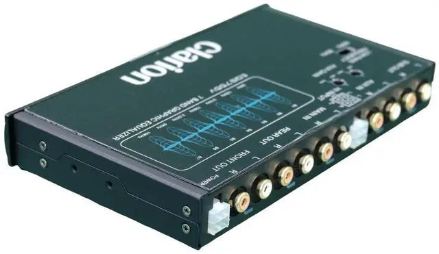 Alt view image 4 of 4 - EQS755V 7-Band Car Audio 1/2-DIN Size Car Graphic Equalizer/Crossover with Front 3.5mm Auxiliary Input, Rear RCA Auxiliary Input and High Level Speaker Inputs