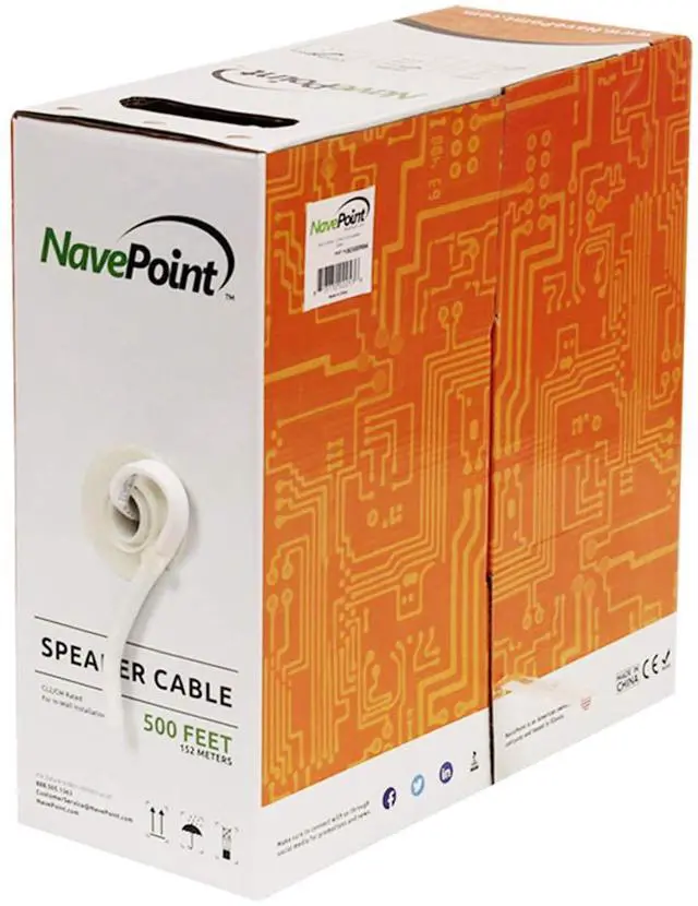Main image of 500ft in Wall Audio Speaker Cable Wire CL2 16/2 AWG Gauge 2 Conductor Bulk White