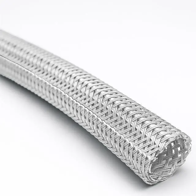 Main image of 1.5" Hook Self Closing Sleeve Braid Wrap Around Sleeving Flame Retardant Flexible Mesh Cord Cover Cable Protector Wire Organizer - 50 Feet - White