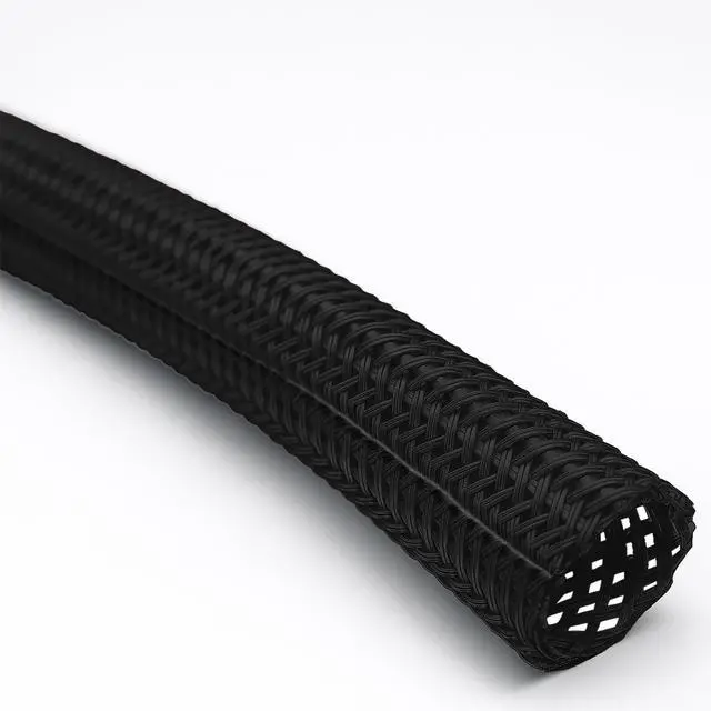 Main image of 3/4" Hook Self Closing Sleeve Braid Wrap Around Sleeving Flame Retardant Flexible Mesh Cord Cover Cable Protector Wire Organizer - 100 Feet - Black