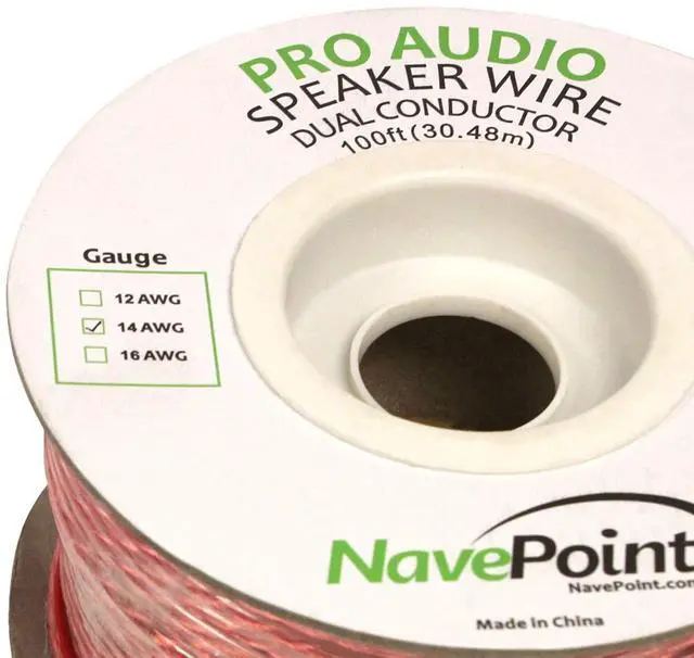 Main image of 100ft in Wall Audio Speaker Cable Wire CL2 14/2 AWG Gauge 2 Conductor Bulk Clear