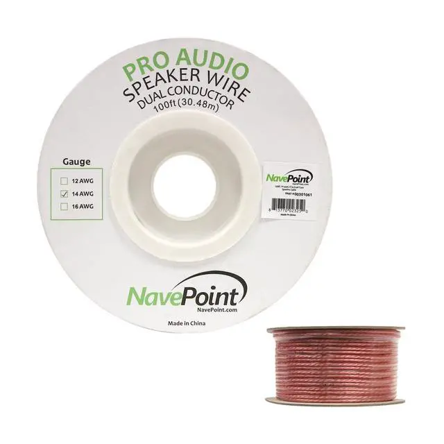 Alt view image 2 of 2 - 100ft in Wall Audio Speaker Cable Wire CL2 14/2 AWG Gauge 2 Conductor Bulk Clear