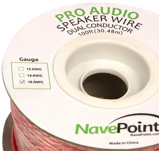 Main image of 100ft in Wall Audio Speaker Cable Wire CL2 16/2 AWG Gauge 2 Conductor Bulk Clear