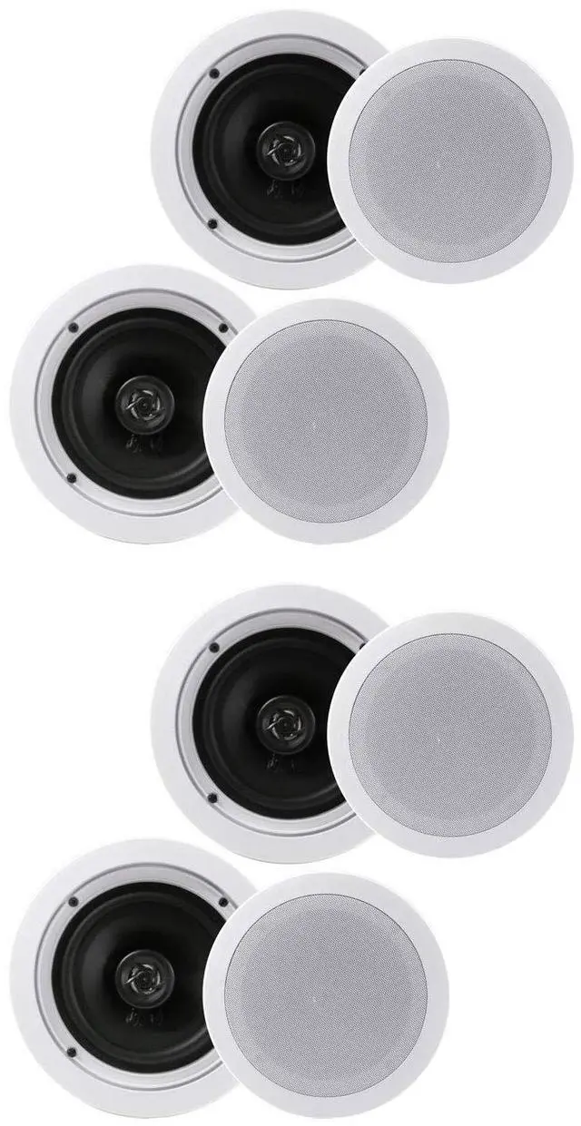 Main image of PDIC1661RD 6.5 Inch 200 Watt in Ceiling Wall Speakers 2 Way Flush Mount Home Indoor Stereo Speaker System Pair, White (2 Pairs)