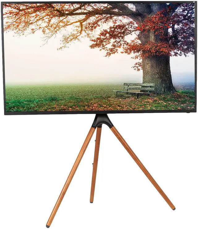 Main image of Artistic Easel 45 to 65 inch LED LCD Screen, Studio TV Display Stand, Adjustable TV Mount with Swivel and Tripod Base, Black Bracket, Dark Walnut Legs, STAND-TV65A