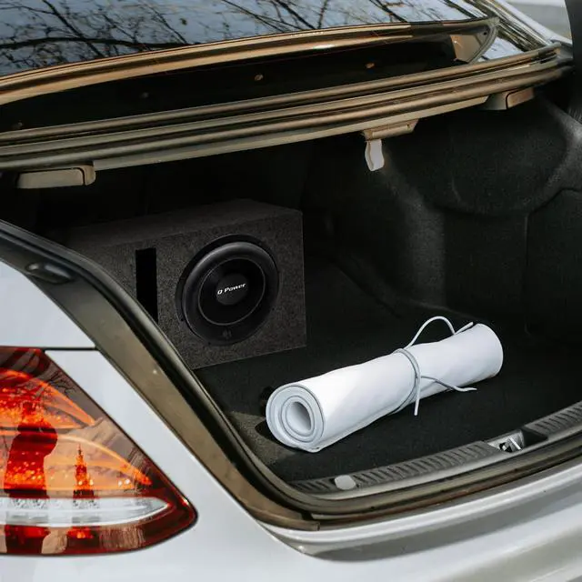 Alt view image 4 of 4 - QPower Single Car Audio Subwoofer Box with Vented Design, Fits Most 12-Inch Subwoofers Deep Bass MDF Enclosure for with Charcoal Gray Carpet, Tuned to 42 Hertz, 1.65 Cu Ft Air Space