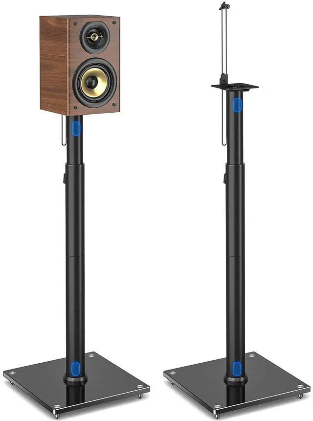 Main image of Bookshelf Speaker Stands Pair, Height Adjustable Rear Speaker Stands from 32" to 43" with 360° Swivel, 11 lbs Capacity, Set of 2 for Satellite & Small Bookshelf Speakers