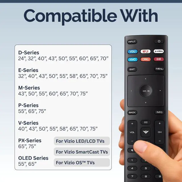 Alt view image 3 of 4 - 2 Pack XRT136 Vizio Smart TV Remote Replacement - Easy Setup, Infrared, Shortcut Keys, Universal Remote for SmartCast TVs - Vizio Remote Control Replacement for D, E, M, P, V, PX, OLED Series