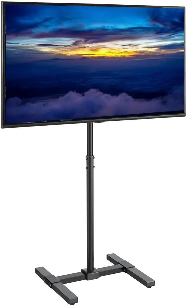 Main image of Height Adjustable TV Floor Stand for 13 to 65 inch Screens up to 44 lbs, LCD LED OLED 4K Smart Flat and Curved Monitor Panels, 50 inch Tall, Max VESA 400x400, Black, STAND-TV08