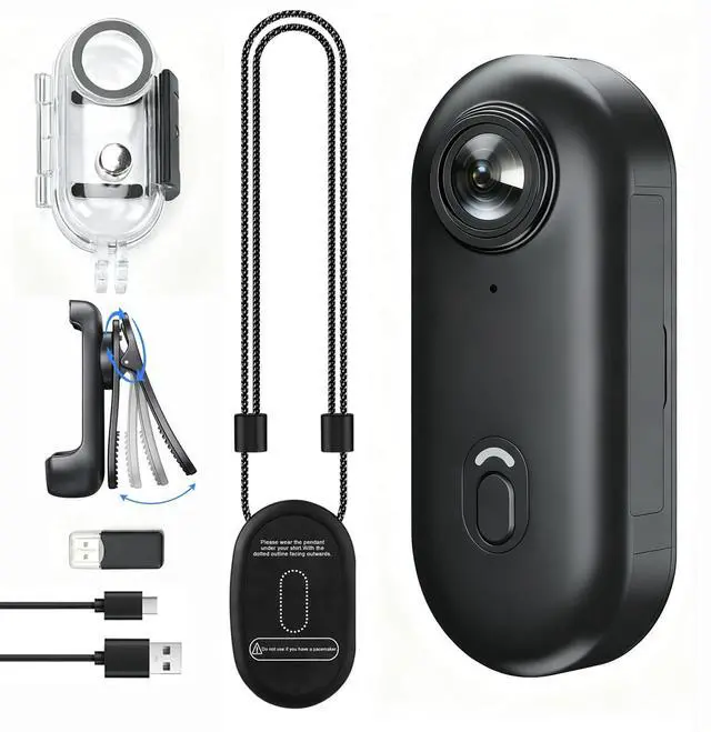 Main image of 4K Mini Wearable Body Camera, Clip-On POV Action Cam with Magnetic Lanyard, Rotating Back Clip, 150° Wide Angle, Waterproof Case to 131ft, WiFi App for Sports, 64G, Cycling, Travel
