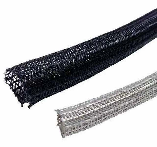 Alt view image 3 of 4 - 1" Hook Self Closing Sleeve Braid Wrap Around Sleeving Flame Retardant Flexible Mesh Cord Cover Cable Protector Wire Organizer - 50 Feet - Gray