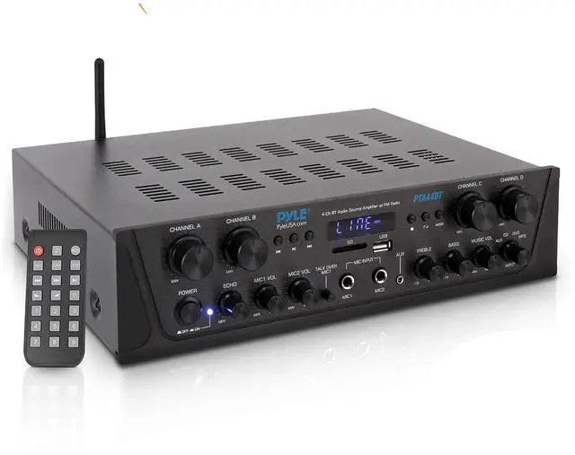 Main image of 500W Karaoke Amplifier with Bluetooth - 4 Channel Stereo Output, Front Panel Aux In, MIC1 / MIC2, Mic Vol with Echo / Talk Over, USB-A, SD/MMC, Sub Out, Rec Out - Home / Commercial -PTA44BT.5