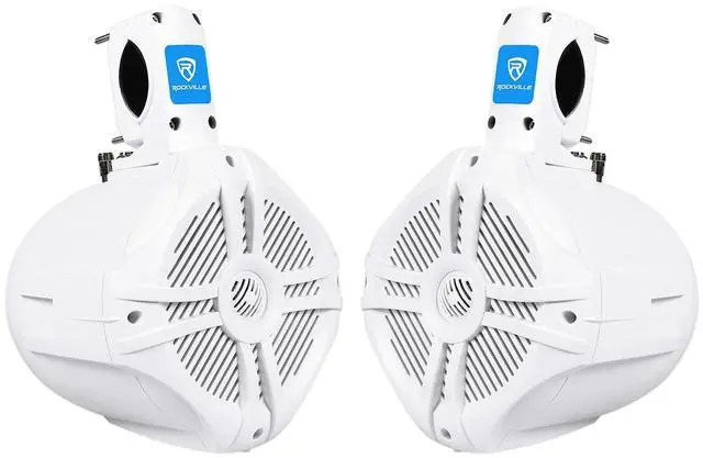 Main image of Pair RWB65W 6.5" White 2-Way Marine Wakeboard Tower Speakers, 250W Total, 4 Ohm, Waterproof, High-Fidelity Sound, Durable Mounting for Boats and Off-Road Vehicles