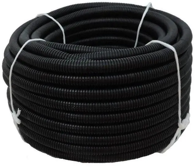 Main image of Flexible Polyethylene HDPE Non-Split Corrugated Wire Loom Tubing (Black, 1" Dia. x 100 ft)