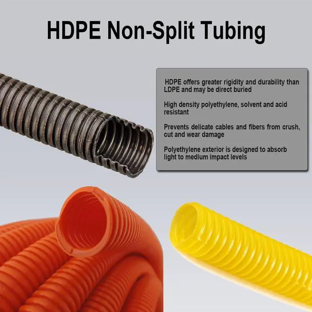 Alt view image 2 of 4 - Flexible Polyethylene HDPE Non-Split Corrugated Wire Loom Tubing (Yellow, 1" Dia. x 100 ft)