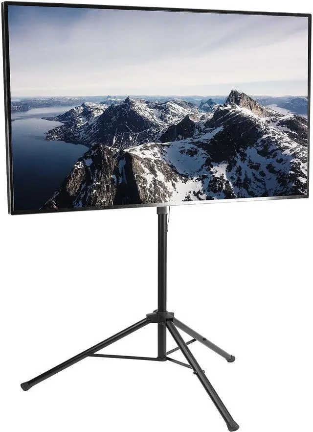 Main image of Tripod 37 to 75 inch LCD LED Flat Screen TV Display Floor Stand, Portable Height Adjustable Mount, Black, STAND-TV75T