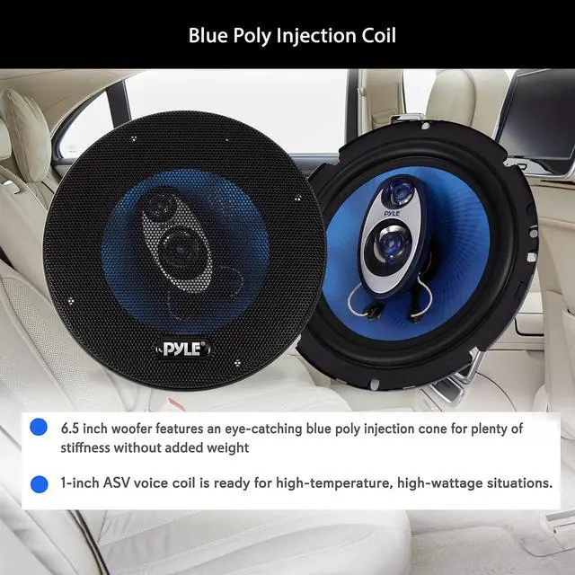Alt view image 3 of 6 - 4 New PL63BL 6.5" 720 Watt 3-Way Car Audio Coaxial Speakers Blue Stereo
